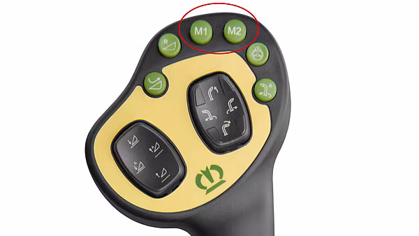 Krone-joystick med M1- og M2-knapper for rask justering av kastelengde.