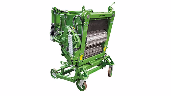 Nærbilde av innmatingsvalser med tannede profiler i Krone inntakssystem