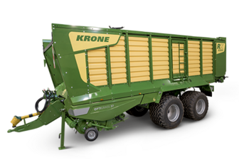 Studiobilde av Krone AX selvlastende grassvogn.