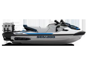 Studiobilde av en Sea-Doo FishPro sett fra siden.