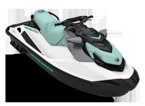 Sea-Doo GTI Standard i Bright White, minimalistisk design fremhevet i et studio.